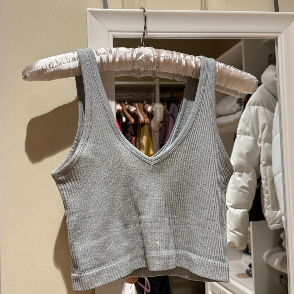 Urban Outfitters Gray Ribbed Crop Top